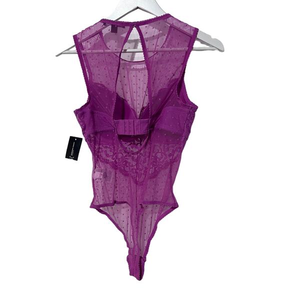 I.N.C. INTERNATIONAL CONCEPTS SHEER SWISS DOT CUPPED BODYSUIT PINK MEDIUM NEW! - Picture 2 of 11